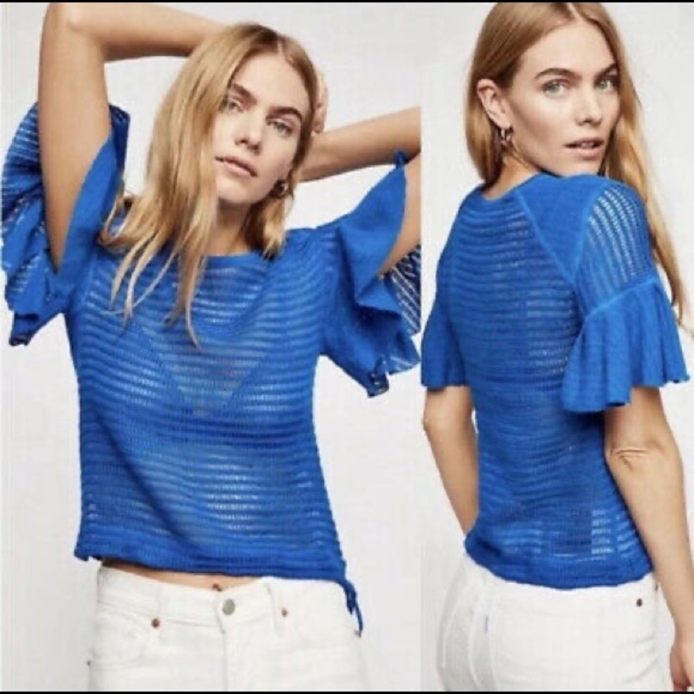 Free People Short Sleeve Ruffle Tee Size XS/S!